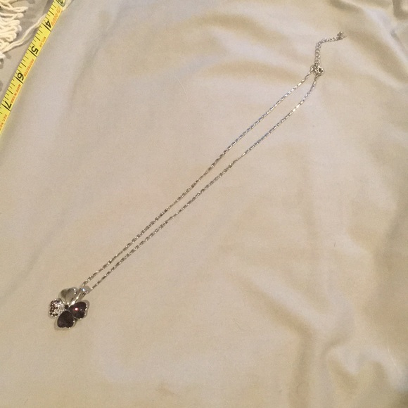 Purple Crystal Four Leaf Clover Necklace - Picture 2 of 4